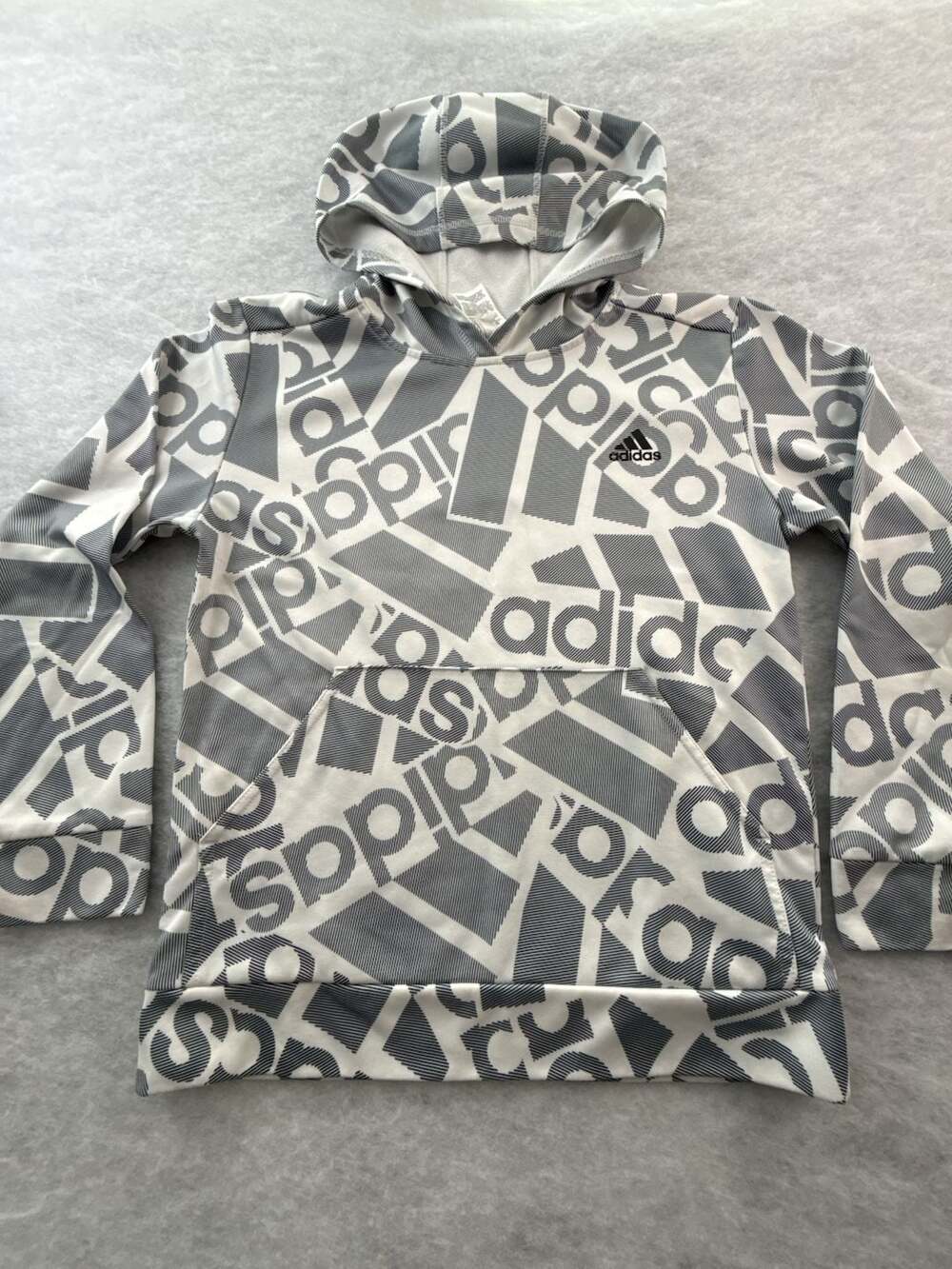 Adidas All-Over Logo Print Hoodie Size L (14/16)